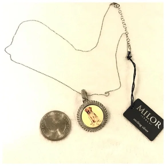 Milor Silver Dog Pendant Necklace - Picture 2 of 5